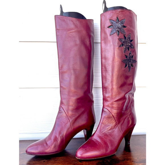 Bruno Magli Women’s Leather Tall Heeled Boots Size 9.5 (40) Burgundy• Italian - Picture 3 of 15